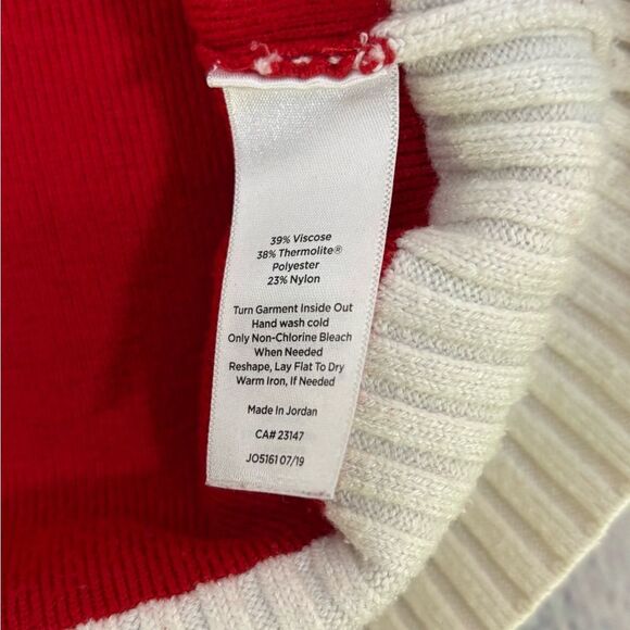 Talbots Red Cream Black SKI Thermolite Chalet Chic Cozy Holiday Sweater M - Picture 7 of 11